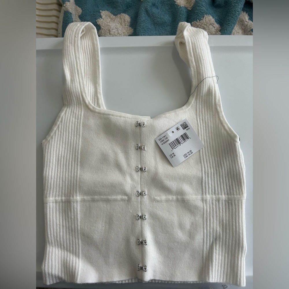 American Eagle Outfitters White Ribbed Tank Top